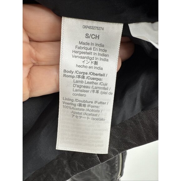 Madewell Womens Small Black Washed Leather Jacket Motorcycle Silver Hardware - Picture 7 of 16